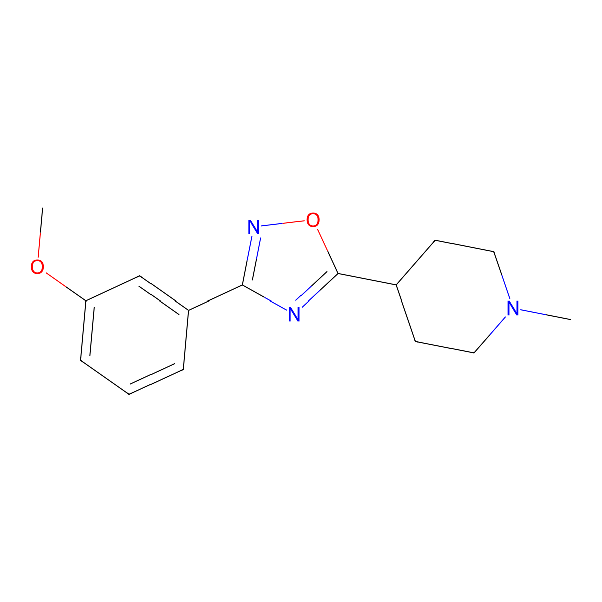 4-[3-(3-Methoxyphenyl)-1,2,4-oxadiazol-5-yl]-1-methylpiperidine molecular structure, CAS 2415585-69-0