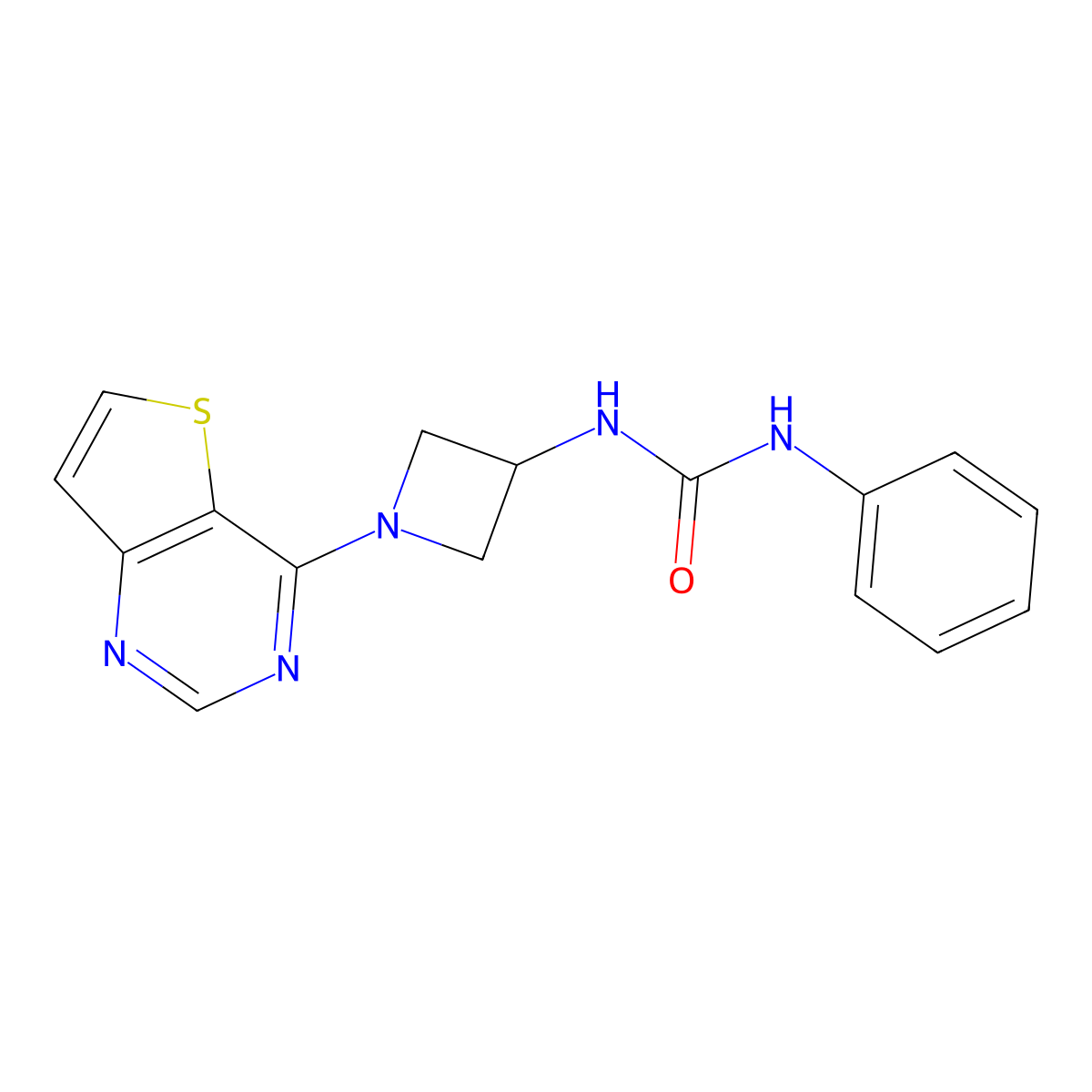 1-Phenyl-3-(1-{thieno[3,2-d]pyrimidin-4-yl}azetidin-3-yl)urea molecular structure, CAS 2415585-71-4