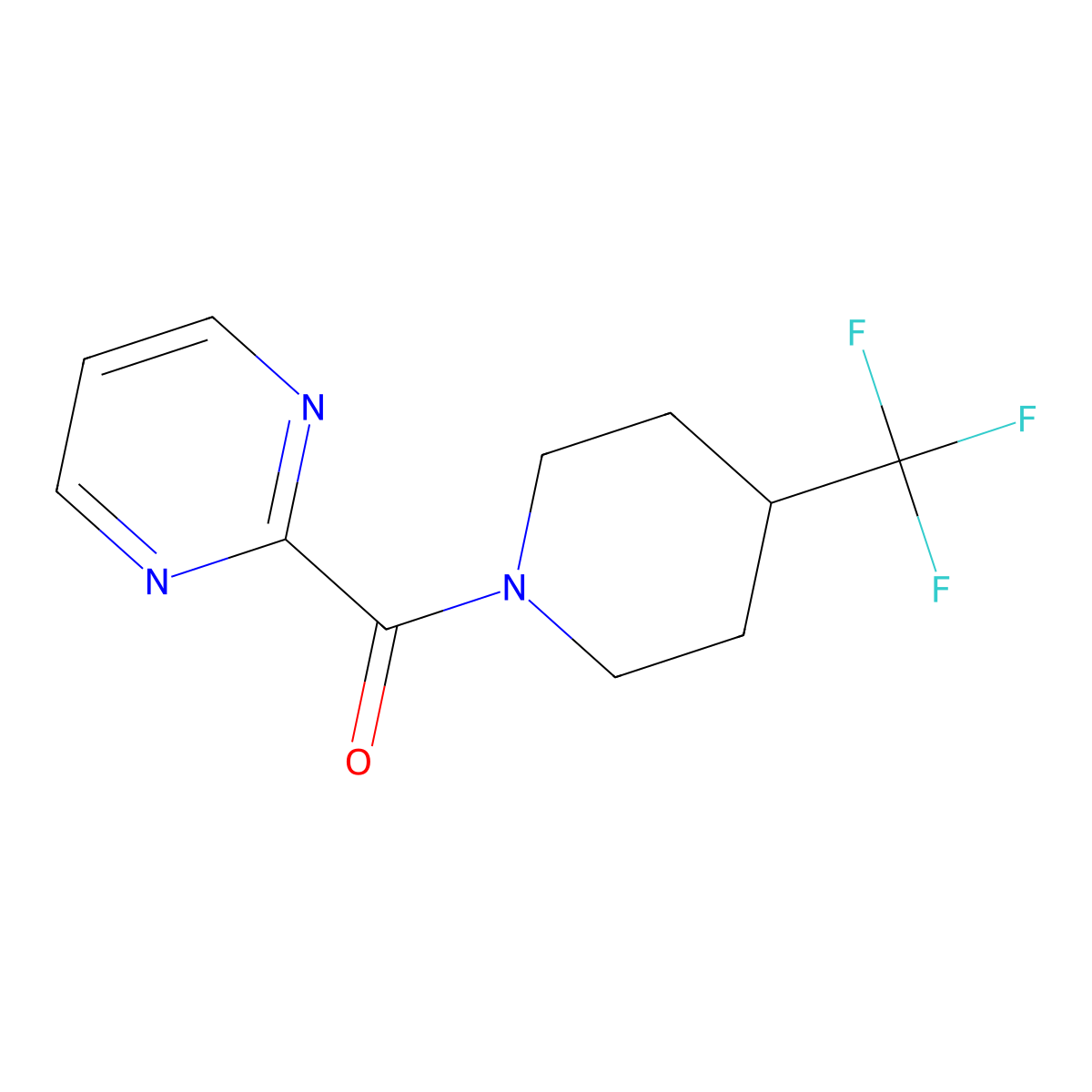 2-[4-(Trifluoromethyl)piperidine-1-carbonyl]pyrimidine molecular structure, CAS 2415585-76-9