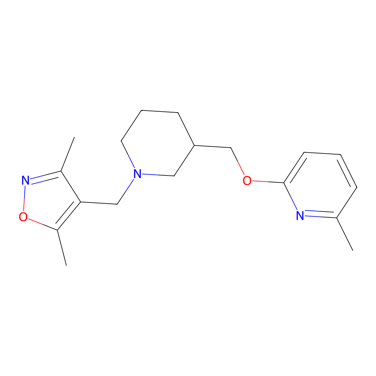 2-({1-[(3,5-Dimethyl-1,2-oxazol-4-yl)methyl]piperidin-3-yl}methoxy)-6-methylpyridine molecular structure, CAS 2415585-78-1