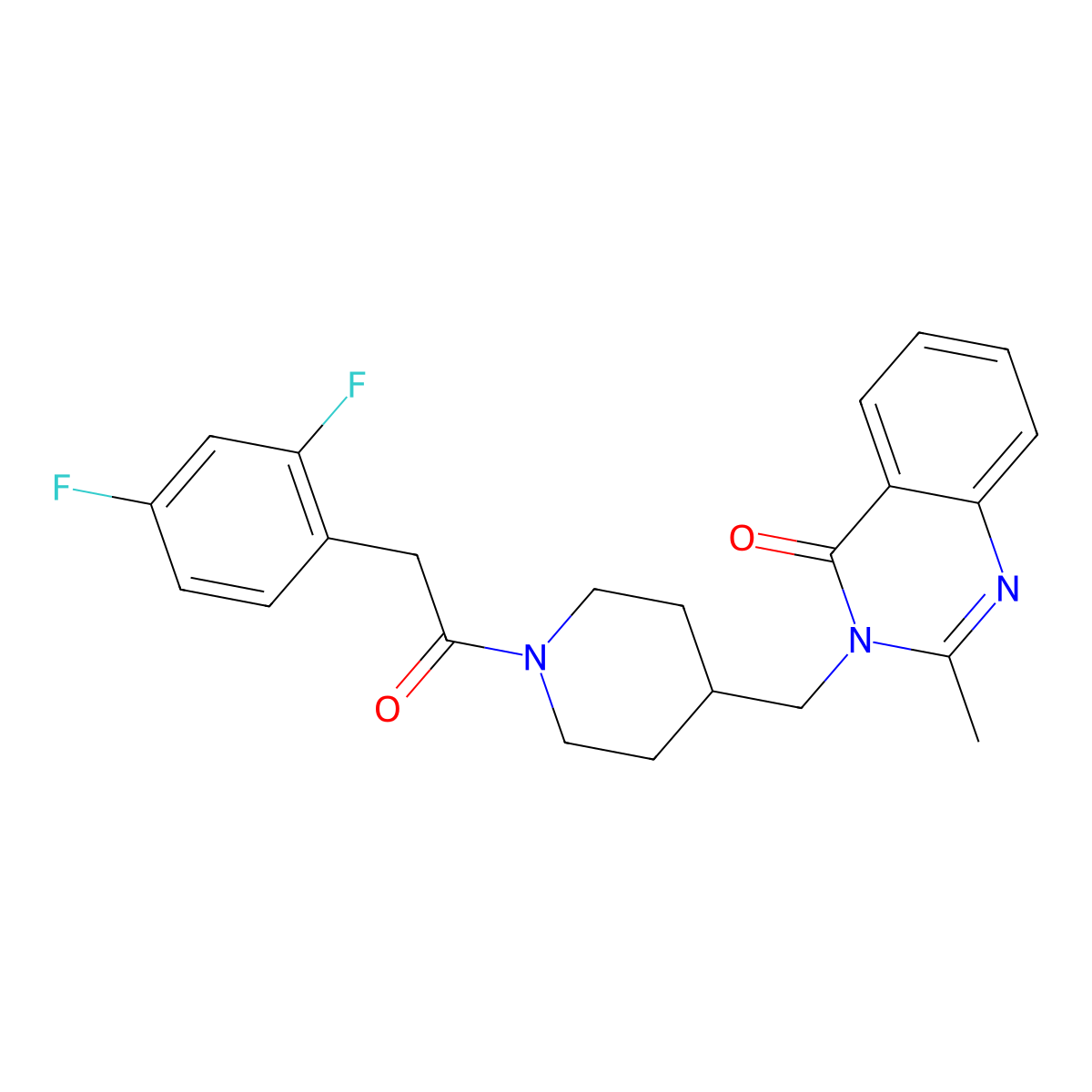 3-({1-[2-(2,4-Difluorophenyl)acetyl]piperidin-4-yl}methyl)-2-methyl-3,4-dihydroquinazolin-4-one molecular structure, CAS 2415585-82-7