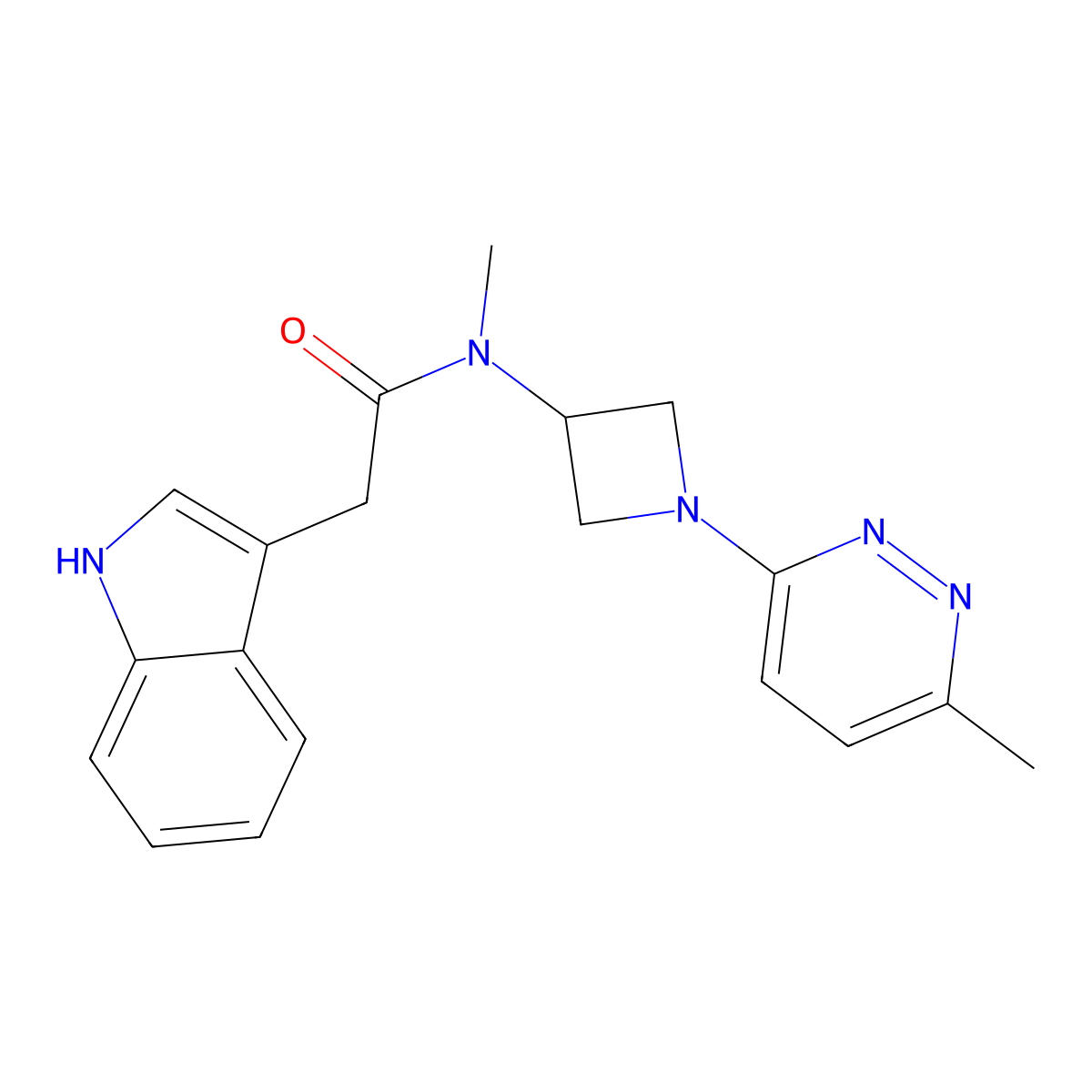 2-(1H-indol-3-yl)-N-methyl-N-[1-(6-methylpyridazin-3-yl)azetidin-3-yl]acetamide molecular structure, CAS 2415585-86-1