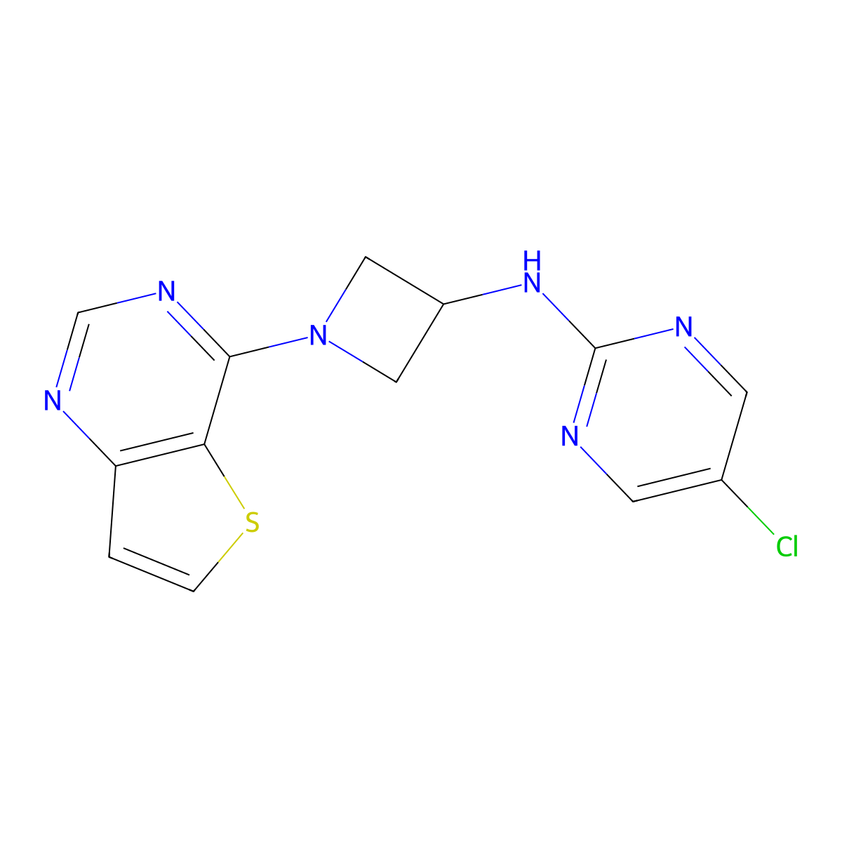 5-chloro-N-(1-{thieno[3,2-d]pyrimidin-4-yl}azetidin-3-yl)pyrimidin-2-amine molecular structure, CAS 2415585-87-2