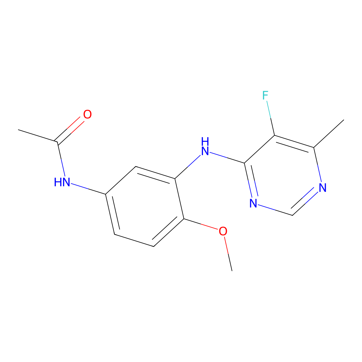 N-{3-[(5-fluoro-6-methylpyrimidin-4-yl)amino]-4-methoxyphenyl}acetamide molecular structure, CAS 2415585-88-3