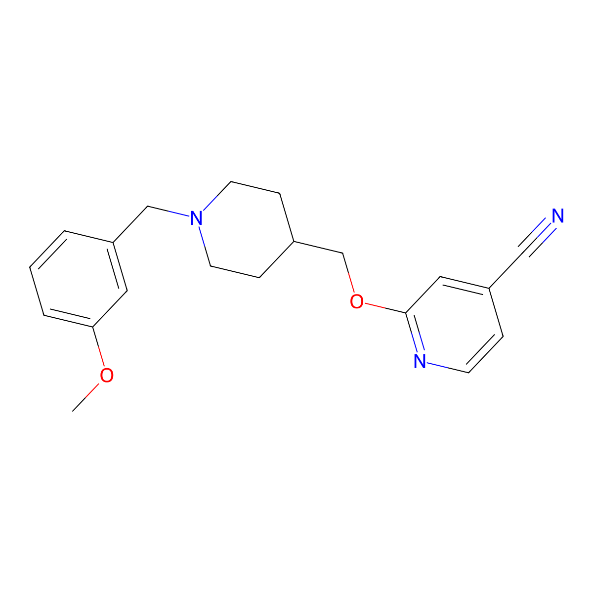 2-({1-[(3-Methoxyphenyl)methyl]piperidin-4-yl}methoxy)pyridine-4-carbonitrile molecular structure, CAS 2415585-90-7