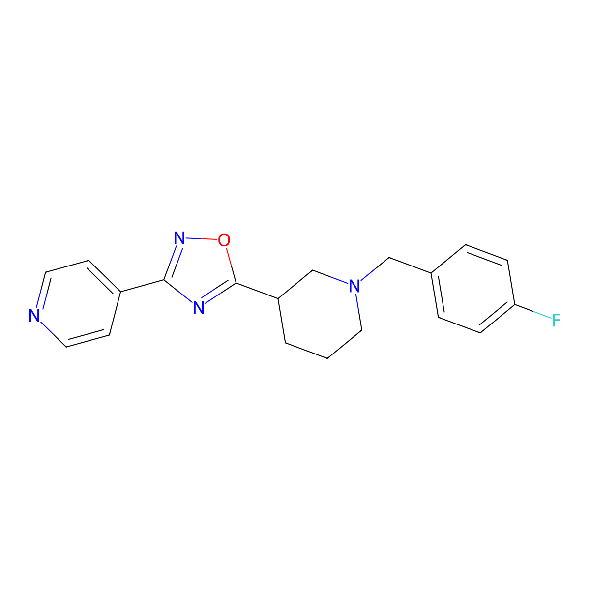 4-(5-{1-[(4-Fluorophenyl)methyl]piperidin-3-yl}-1,2,4-oxadiazol-3-yl)pyridine molecular structure, CAS 2415585-93-0