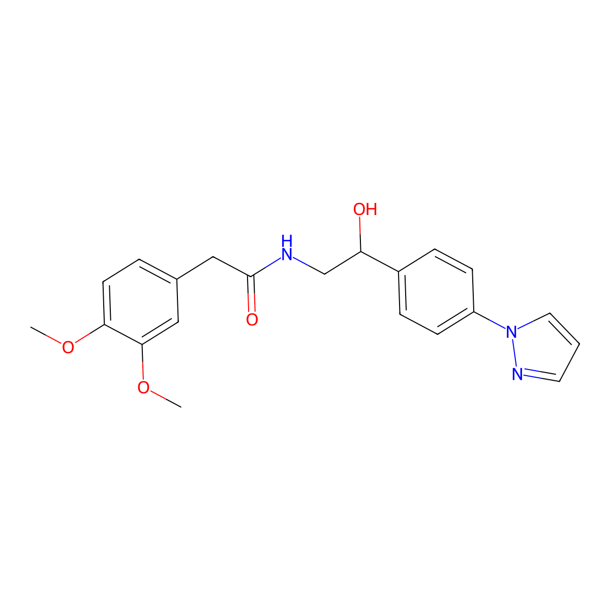 2-(3,4-dimethoxyphenyl)-N-{2-hydroxy-2-[4-(1H-pyrazol-1-yl)phenyl]ethyl}acetamide molecular structure, CAS 2415585-96-3