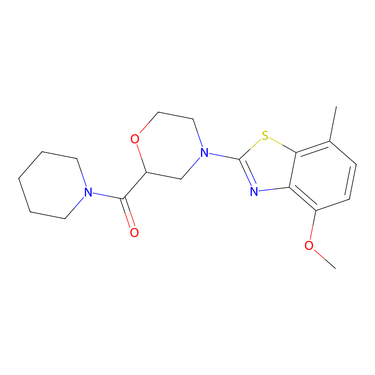 4-Methoxy-7-methyl-2-[2-(piperidine-1-carbonyl)morpholin-4-yl]-1,3-benzothiazole molecular structure, CAS 2415586-00-2