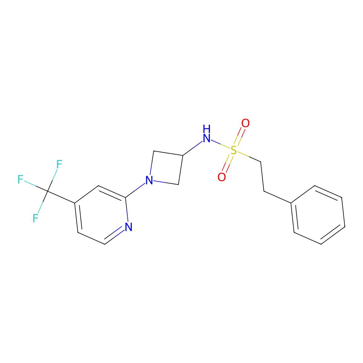 2-phenyl-N-{1-[4-(trifluoromethyl)pyridin-2-yl]azetidin-3-yl}ethane-1-sulfonamide molecular structure, CAS 2415586-02-4