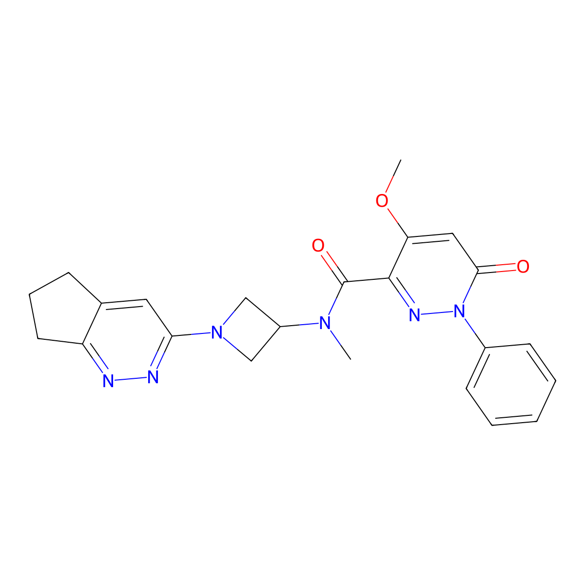 N-(1-{5H,6H,7H-cyclopenta[c]pyridazin-3-yl}azetidin-3-yl)-4-methoxy-N-methyl-6-oxo-1-phenyl-1,6-dihydropyridazine-3-carboxamide molecular structure, CAS 2415586-06-8