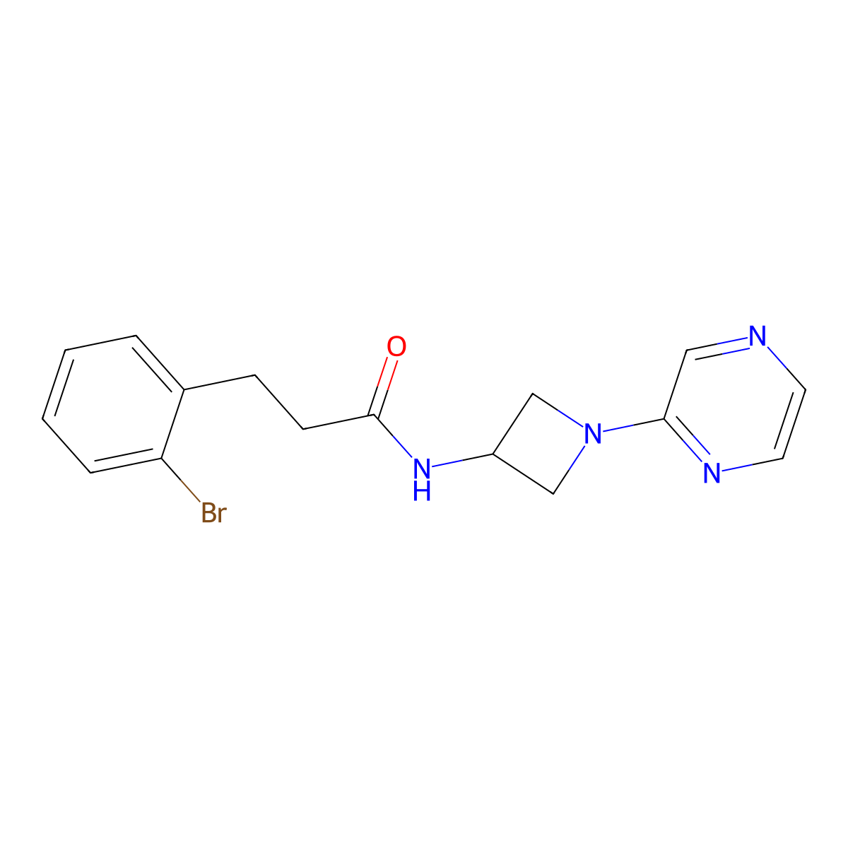 3-(2-bromophenyl)-N-[1-(pyrazin-2-yl)azetidin-3-yl]propanamide molecular structure, CAS 2415586-08-0