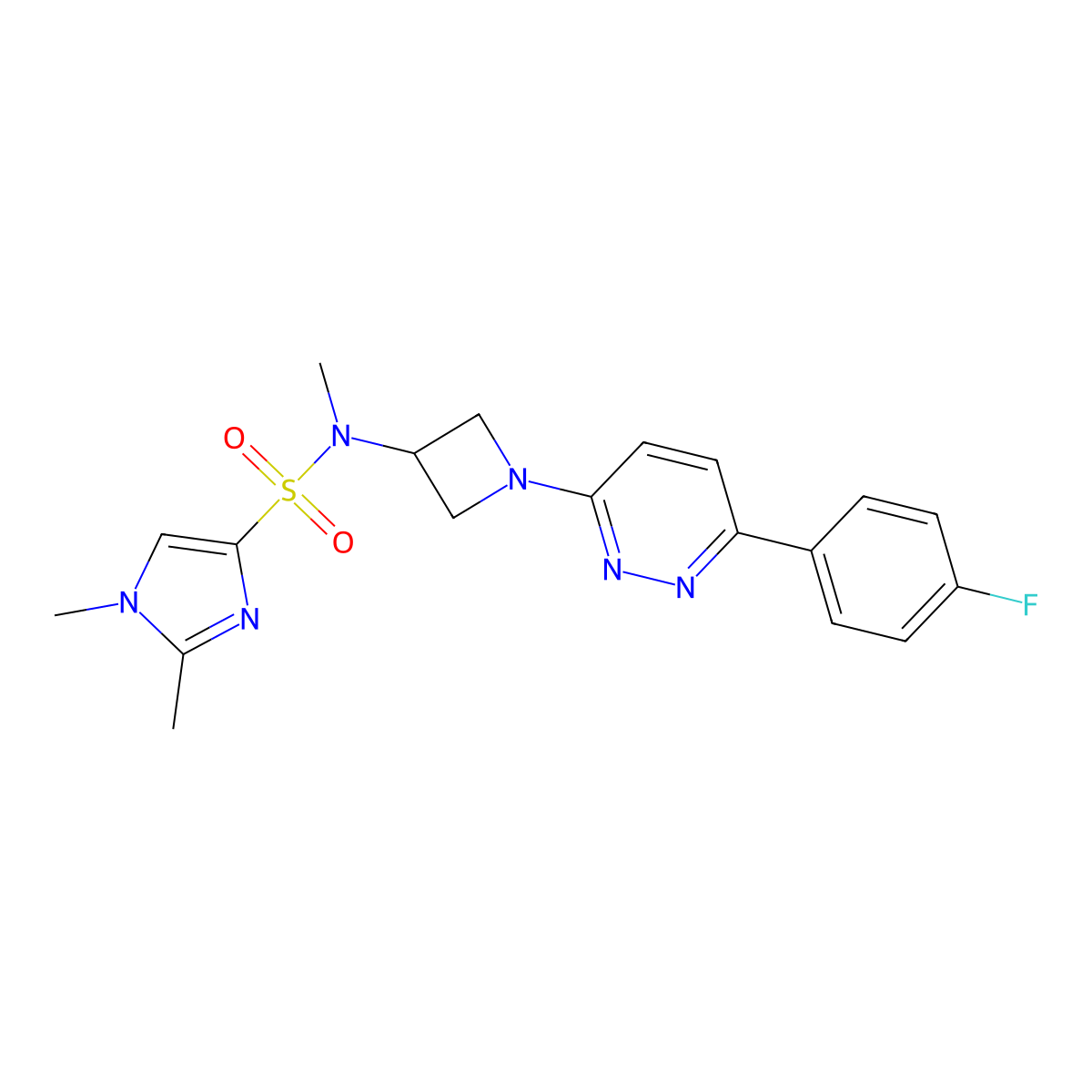 N-{1-[6-(4-fluorophenyl)pyridazin-3-yl]azetidin-3-yl}-N,1,2-trimethyl-1H-imidazole-4-sulfonamide molecular structure, CAS 2415586-17-1