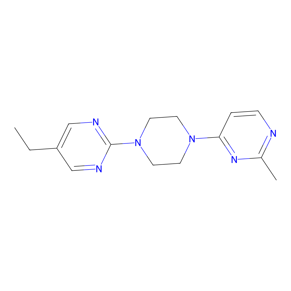 4-[4-(5-Ethylpyrimidin-2-yl)piperazin-1-yl]-2-methylpyrimidine molecular structure, CAS 2415586-20-6