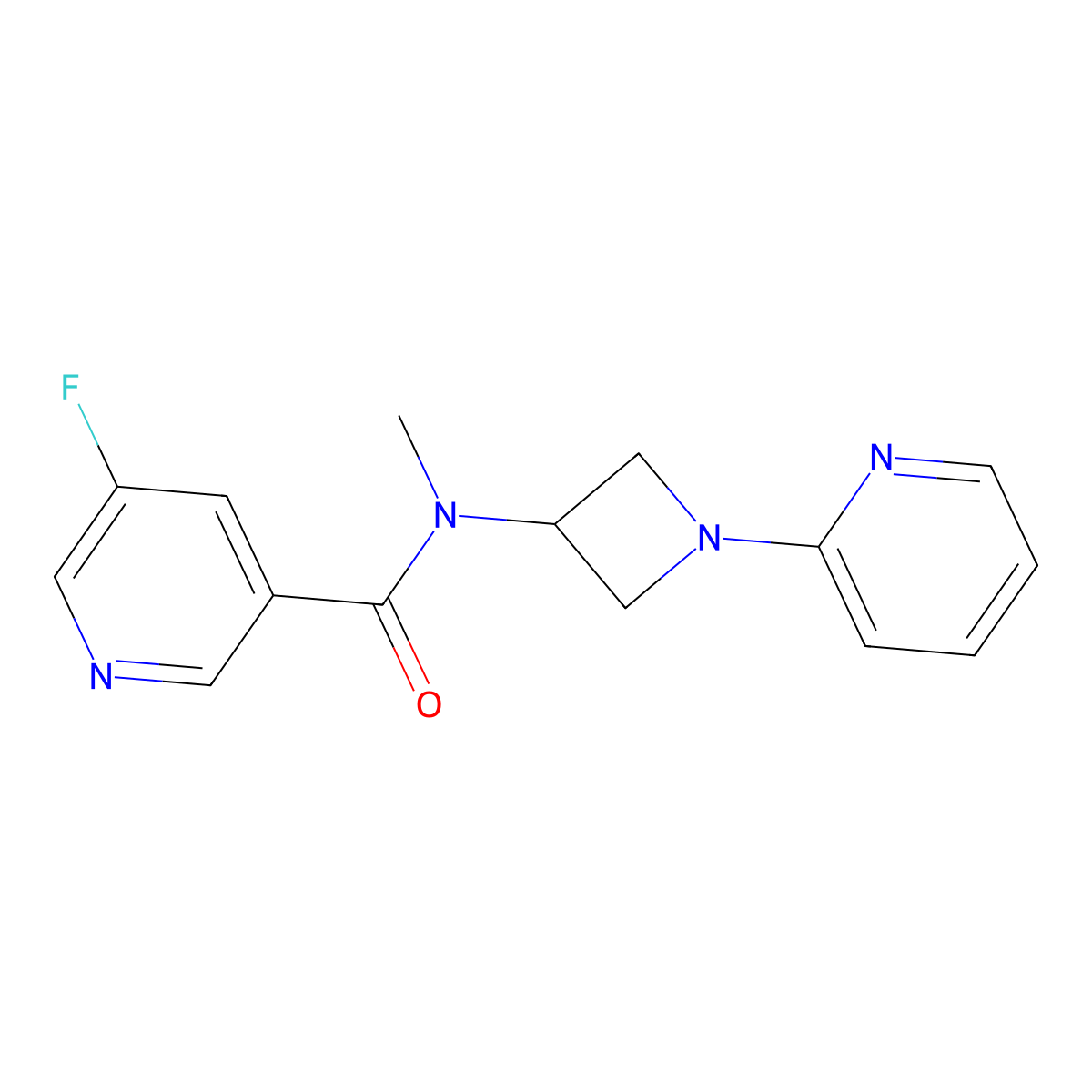 5-fluoro-N-methyl-N-[1-(pyridin-2-yl)azetidin-3-yl]pyridine-3-carboxamide molecular structure, CAS 2415586-24-0
