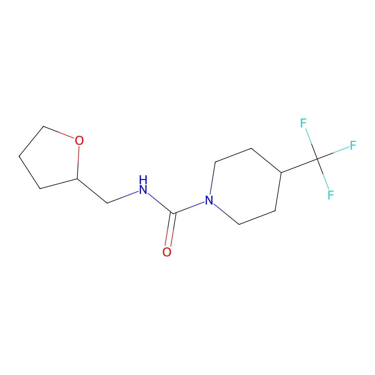 N-[(oxolan-2-yl)methyl]-4-(trifluoromethyl)piperidine-1-carboxamide molecular structure, CAS 2415586-30-8