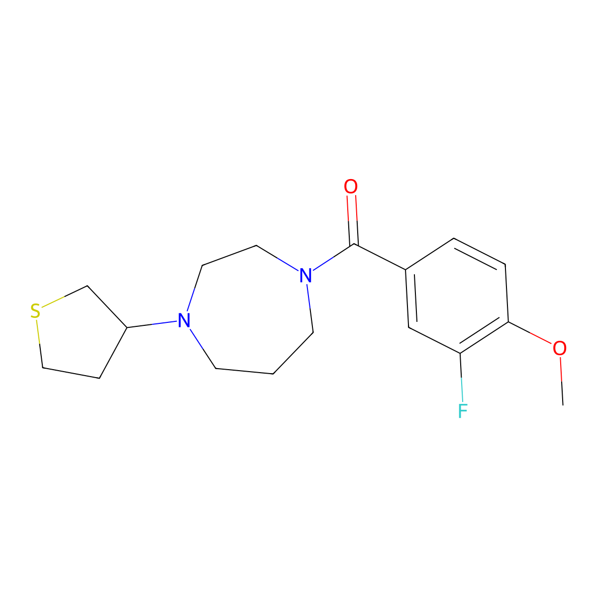1-(3-Fluoro-4-methoxybenzoyl)-4-(thiolan-3-yl)-1,4-diazepane molecular structure, CAS 2415586-32-0