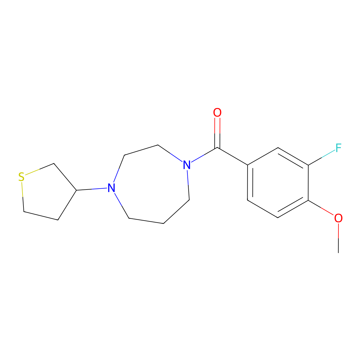 1-(3-Fluoro-4-methoxybenzoyl)-4-(thiolan-3-yl)-1,4-diazepane molecular structure, CAS 2415586-32-0