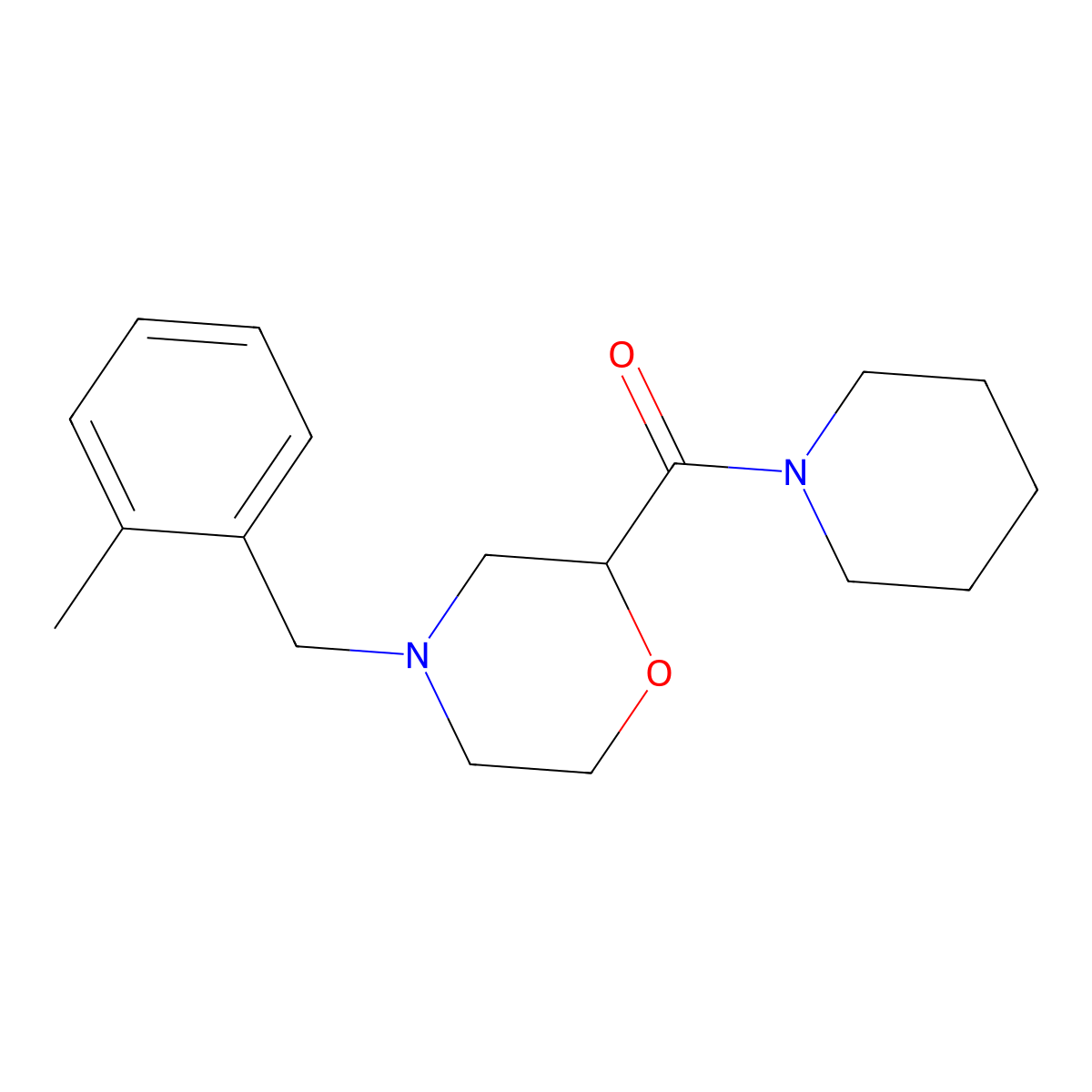 4-[(2-Methylphenyl)methyl]-2-(piperidine-1-carbonyl)morpholine molecular structure, CAS 2415586-33-1