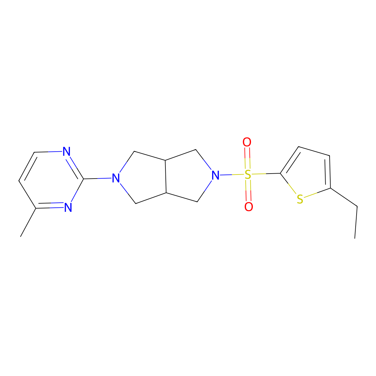 2-{5-[(5-Ethylthiophen-2-yl)sulfonyl]-octahydropyrrolo[3,4-c]pyrrol-2-yl}-4-methylpyrimidine molecular structure, CAS 2415586-35-3