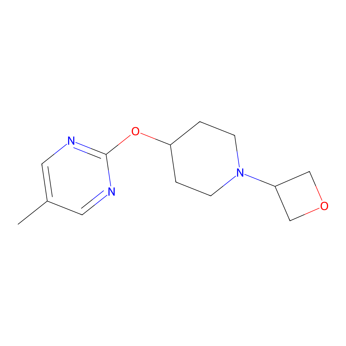 5-Methyl-2-{[1-(oxetan-3-yl)piperidin-4-yl]oxy}pyrimidine molecular structure, CAS 2415586-36-4