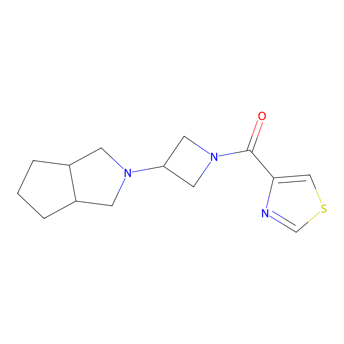 4-(3-{Octahydrocyclopenta[c]pyrrol-2-yl}azetidine-1-carbonyl)-1,3-thiazole molecular structure, CAS 2415586-37-5