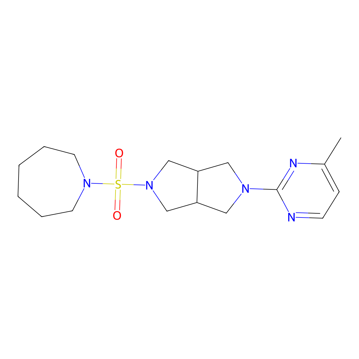 1-{[5-(4-Methylpyrimidin-2-yl)-octahydropyrrolo[3,4-c]pyrrol-2-yl]sulfonyl}azepane molecular structure, CAS 2415586-39-7