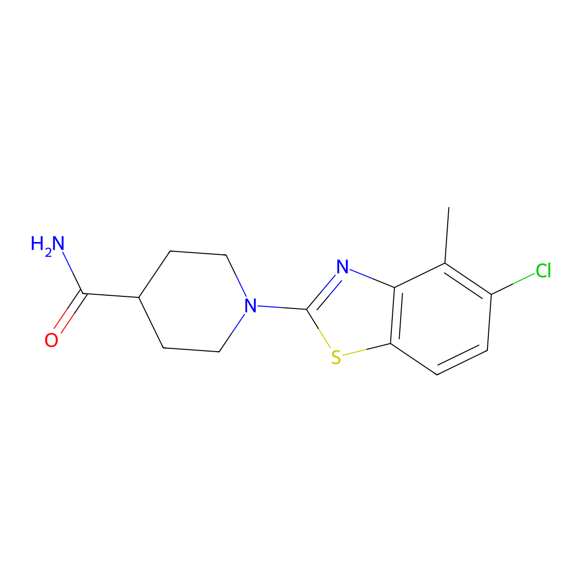 1-(5-Chloro-4-methyl-1,3-benzothiazol-2-yl)piperidine-4-carboxamide molecular structure, CAS 2415586-42-2