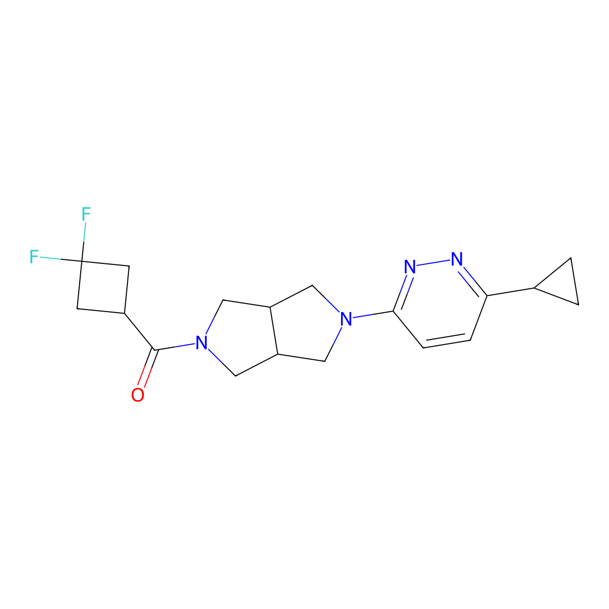3-Cyclopropyl-6-[5-(3,3-difluorocyclobutanecarbonyl)-octahydropyrrolo[3,4-c]pyrrol-2-yl]pyridazine molecular structure, CAS 2415586-43-3