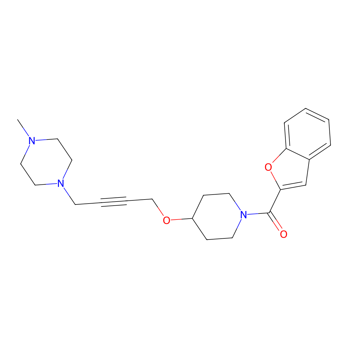 1-(4-{[1-(1-Benzofuran-2-carbonyl)piperidin-4-yl]oxy}but-2-yn-1-yl)-4-methylpiperazine molecular structure, CAS 2415586-44-4