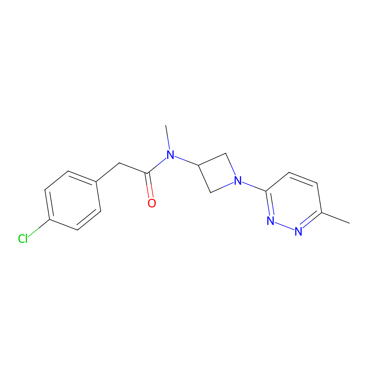 2-(4-chlorophenyl)-N-methyl-N-[1-(6-methylpyridazin-3-yl)azetidin-3-yl]acetamide molecular structure, CAS 2415586-46-6