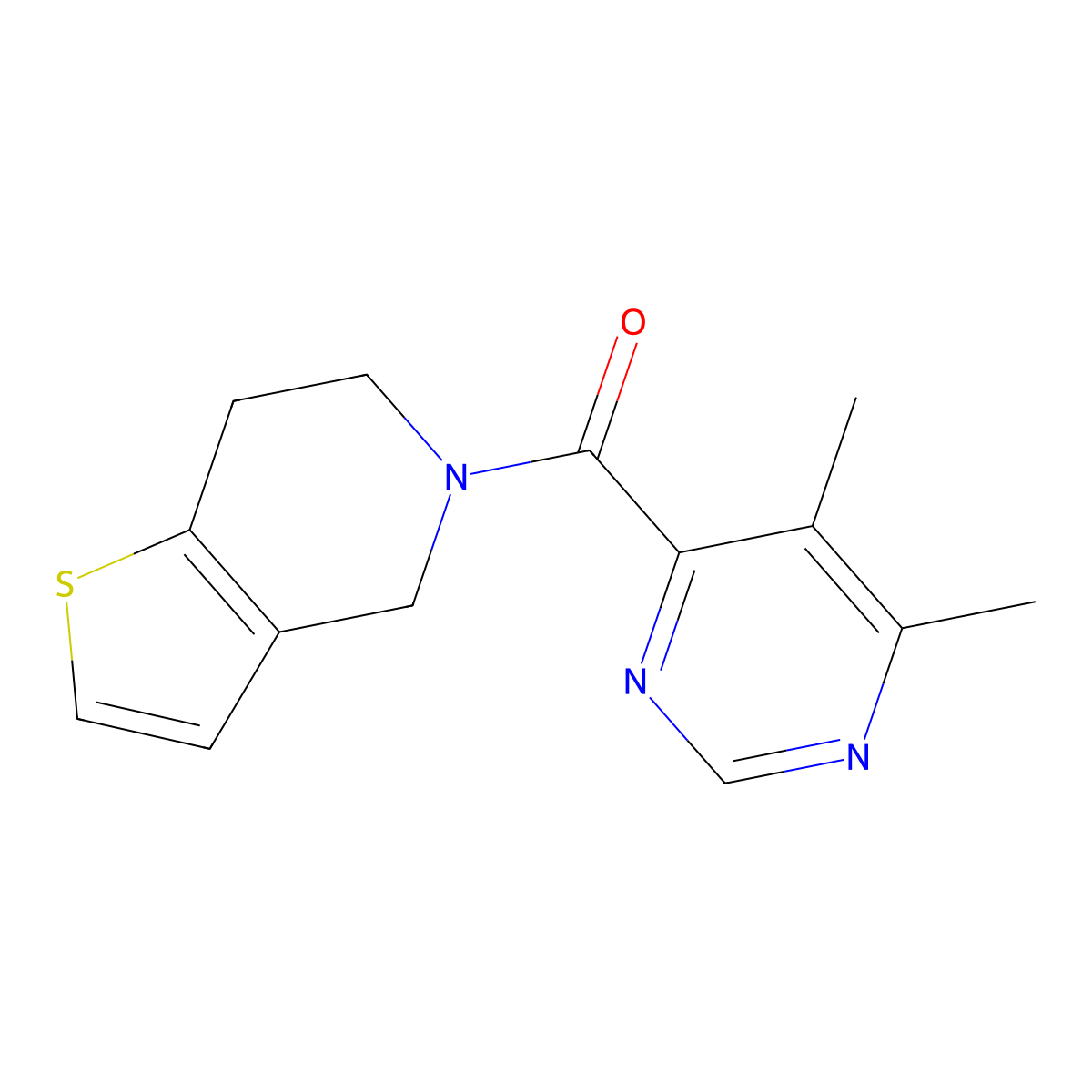 4,5-dimethyl-6-{4H,5H,6H,7H-thieno[3,2-c]pyridine-5-carbonyl}pyrimidine molecular structure, CAS 2415586-47-7