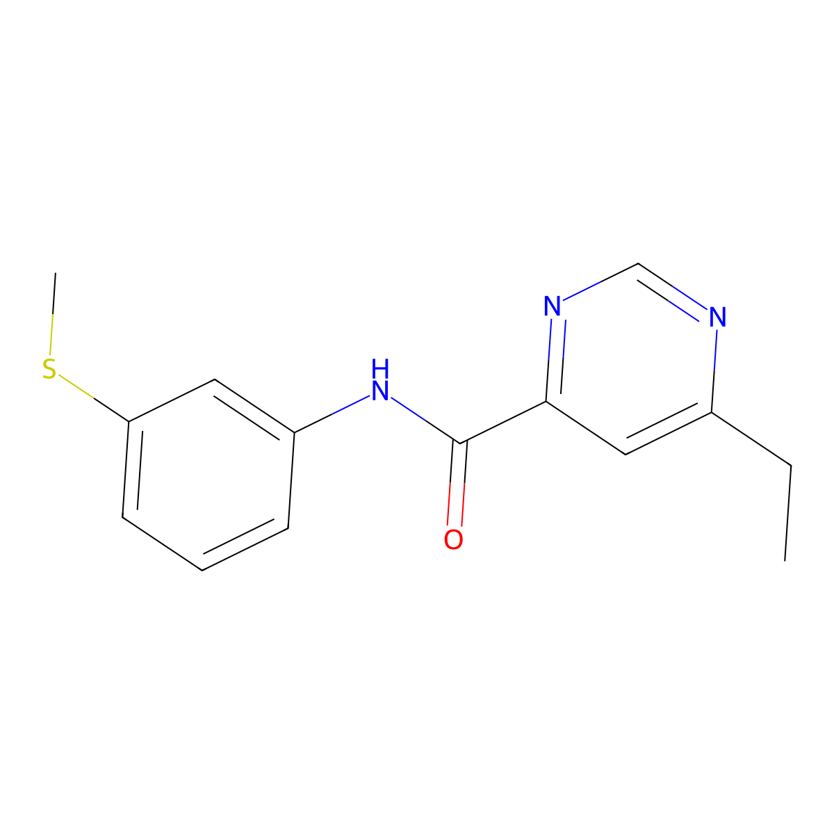 6-ethyl-N-[3-(methylsulfanyl)phenyl]pyrimidine-4-carboxamide molecular structure, CAS 2415586-48-8