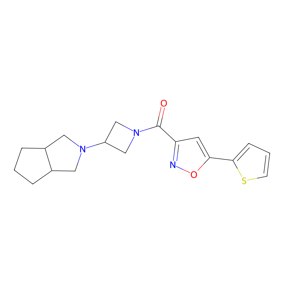3-(3-{Octahydrocyclopenta[c]pyrrol-2-yl}azetidine-1-carbonyl)-5-(thiophen-2-yl)-1,2-oxazole molecular structure, CAS 2415586-49-9