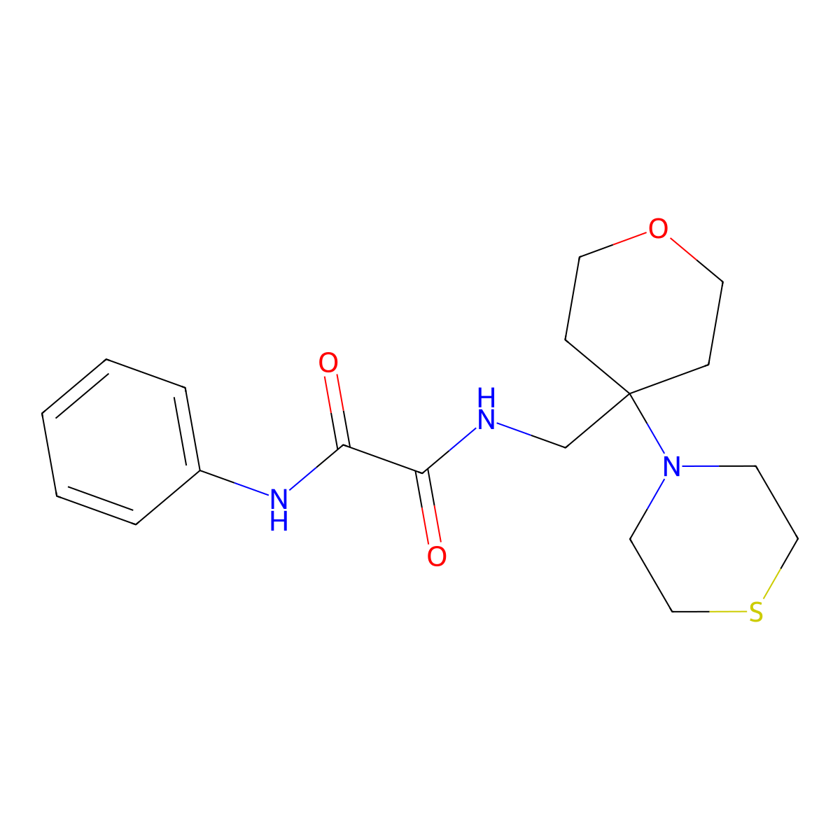 N'-phenyl-N-{[4-(thiomorpholin-4-yl)oxan-4-yl]methyl}ethanediamide molecular structure, CAS 2415586-50-2