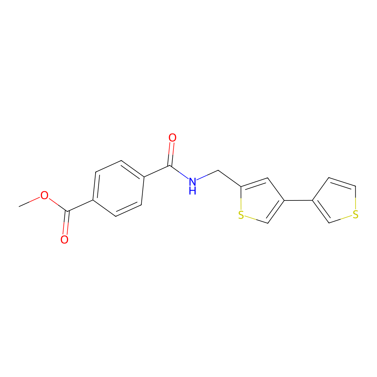Methyl 4-[({[3,3'-bithiophene]-5-yl}methyl)carbamoyl]benzoate molecular structure, CAS 2415586-55-7