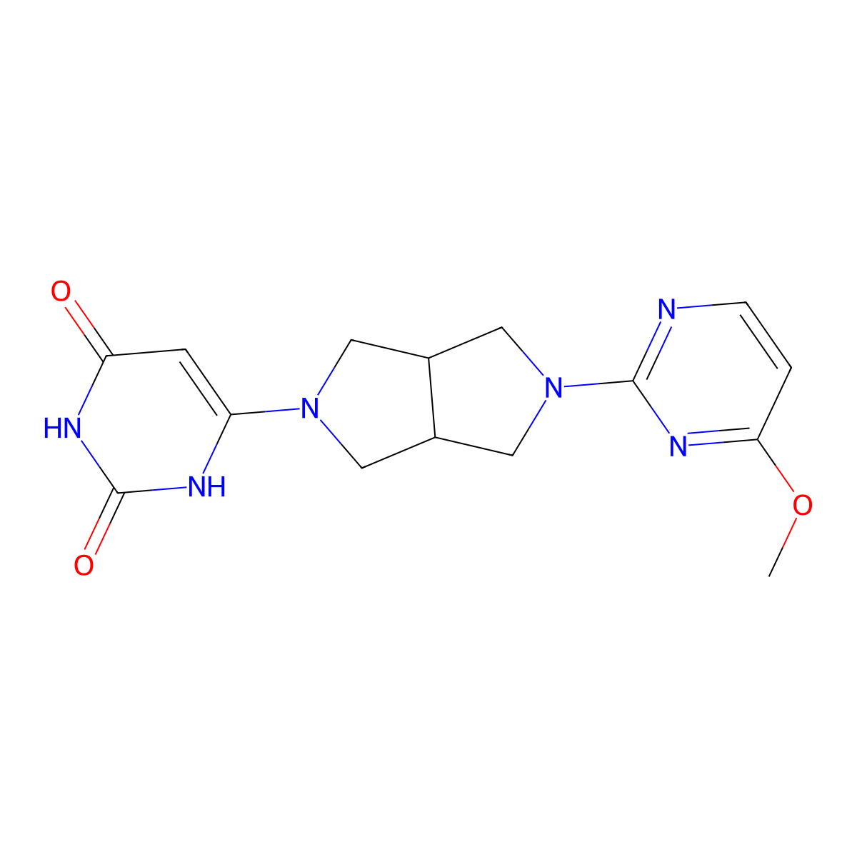 6-[5-(4-Methoxypyrimidin-2-yl)-octahydropyrrolo[3,4-c]pyrrol-2-yl]-1,2,3,4-tetrahydropyrimidine-2,4-dione molecular structure, CAS 2415586-59-1