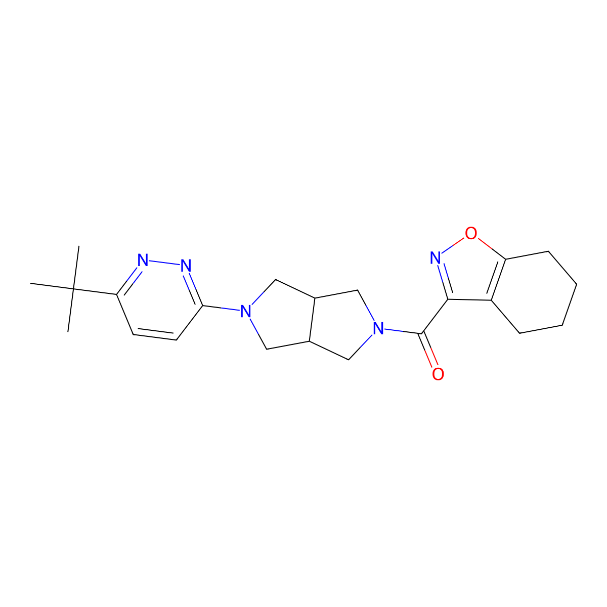 3-[5-(6-Tert-butylpyridazin-3-yl)-octahydropyrrolo[3,4-c]pyrrole-2-carbonyl]-4,5,6,7-tetrahydro-1,2-benzoxazole molecular structure, CAS 2415586-60-4