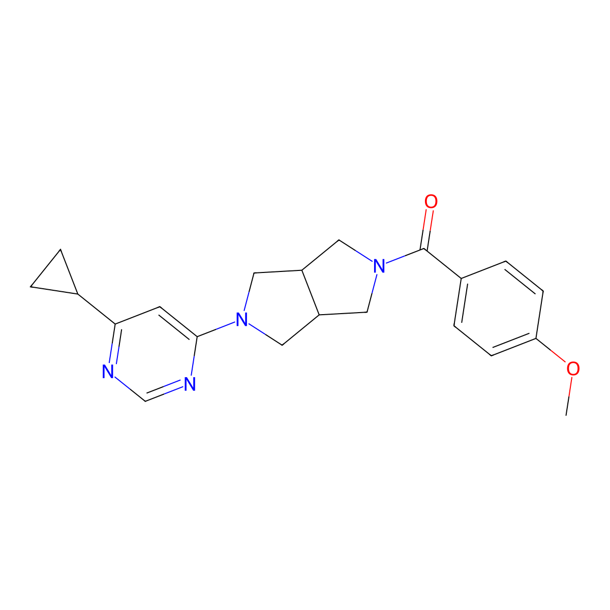 4-Cyclopropyl-6-[5-(4-methoxybenzoyl)-octahydropyrrolo[3,4-c]pyrrol-2-yl]pyrimidine molecular structure, CAS 2415586-62-6