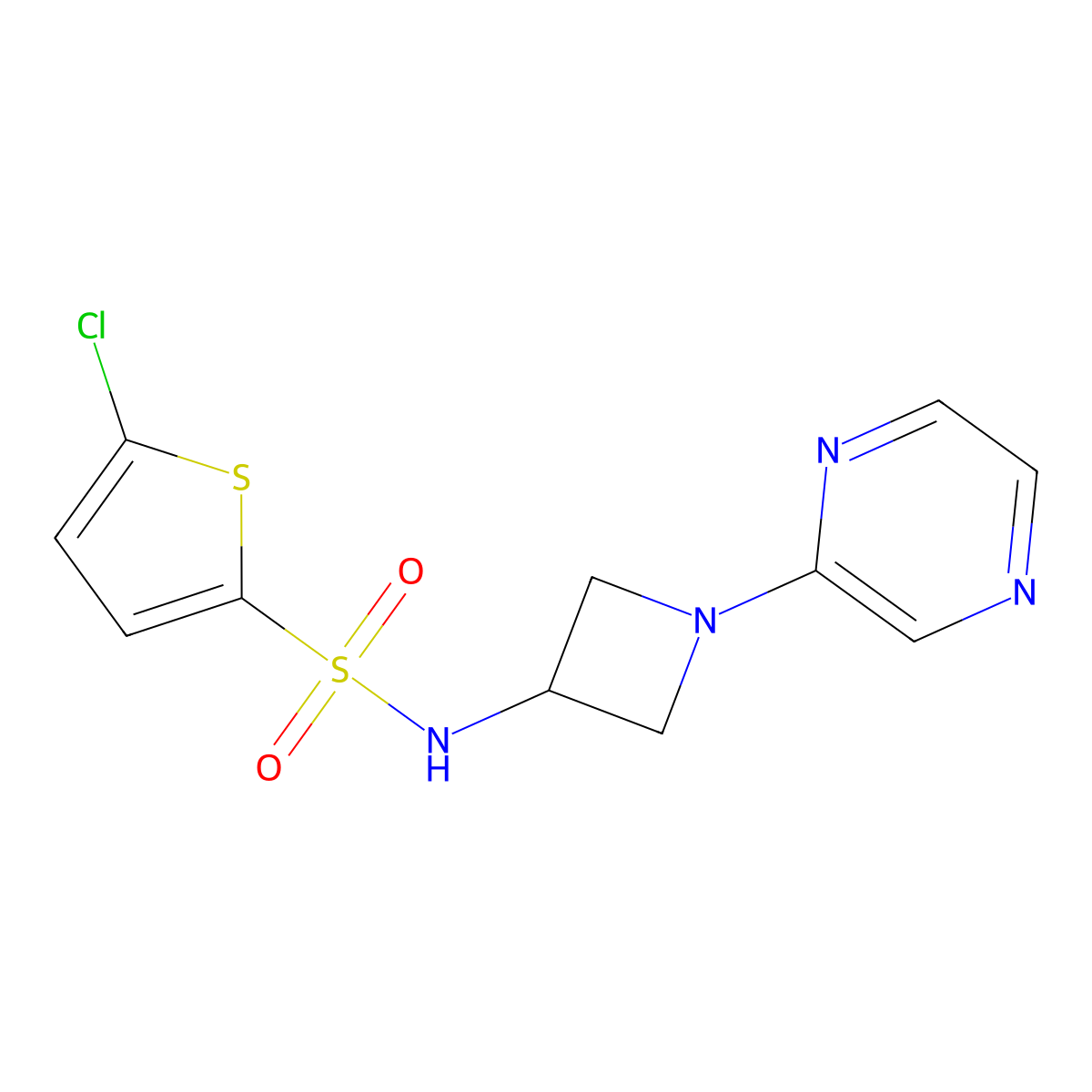 5-chloro-N-[1-(pyrazin-2-yl)azetidin-3-yl]thiophene-2-sulfonamide molecular structure, CAS 2415586-64-8