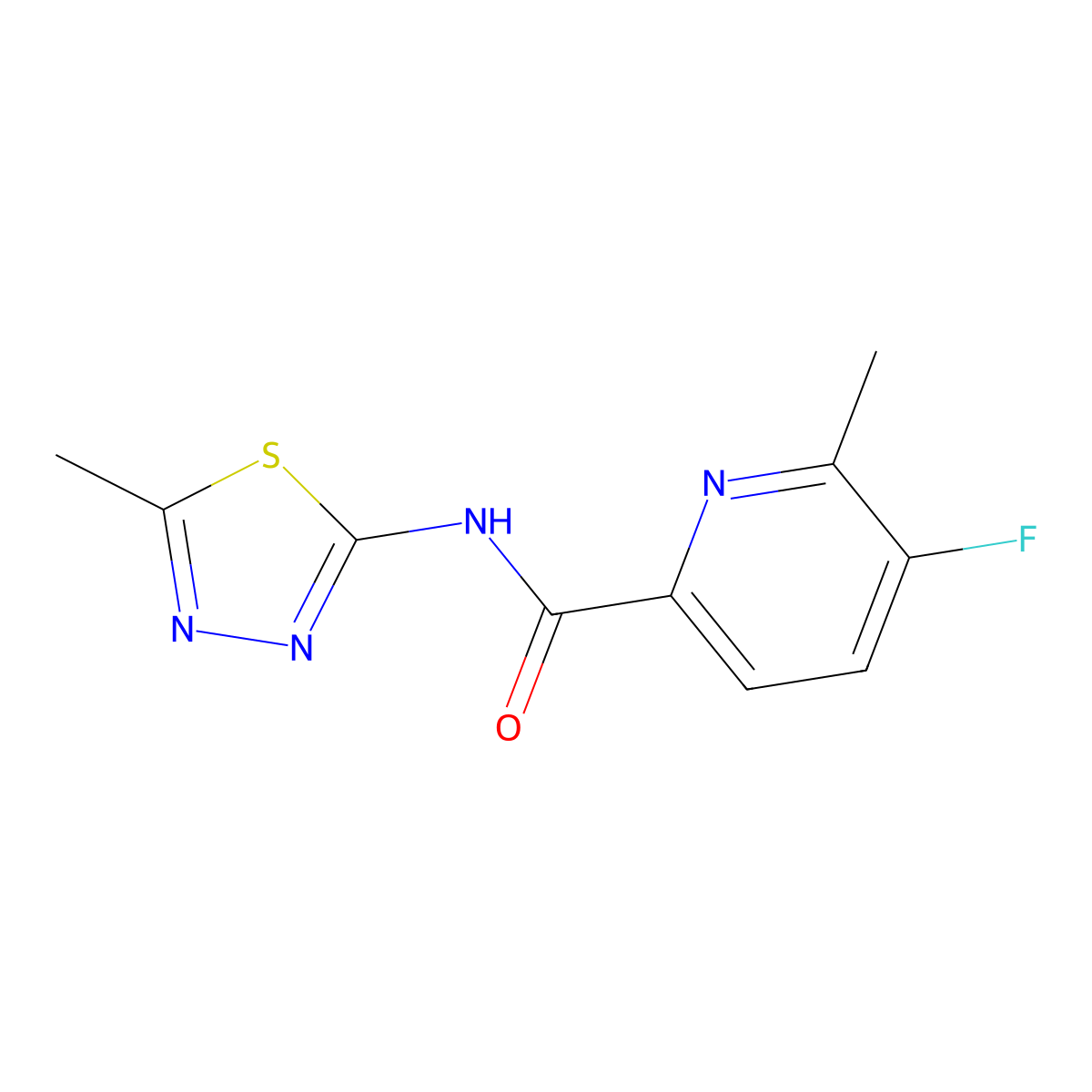 5-Fluoro-6-methyl-N-(5-methyl-1,3,4-thiadiazol-2-yl)pyridine-2-carboxamide molecular structure, CAS 2415586-65-9