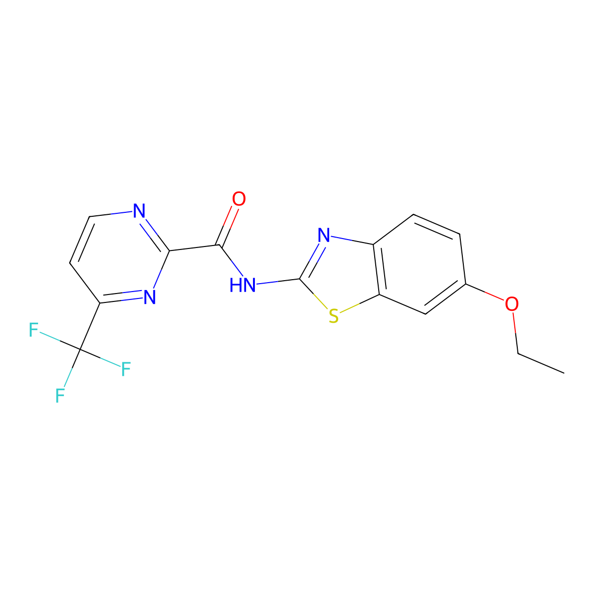 N-(6-ethoxy-1,3-benzothiazol-2-yl)-4-(trifluoromethyl)pyrimidine-2-carboxamide molecular structure, CAS 2415586-71-7