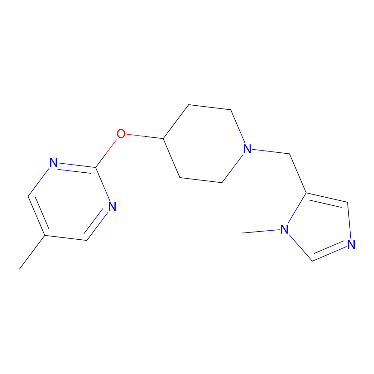 5-methyl-2-({1-[(1-methyl-1H-imidazol-5-yl)methyl]piperidin-4-yl}oxy)pyrimidine molecular structure, CAS 2415586-75-1
