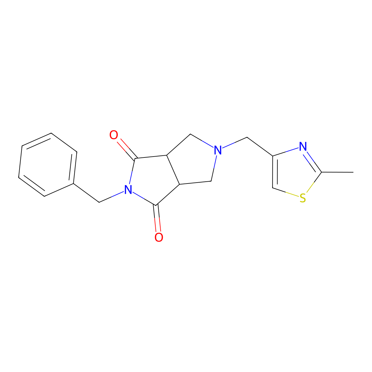 2-Benzyl-5-[(2-methyl-1,3-thiazol-4-yl)methyl]-octahydropyrrolo[3,4-c]pyrrole-1,3-dione molecular structure, CAS 2415586-76-2