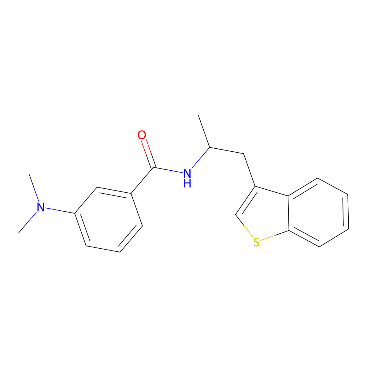N-[1-(1-Benzothiophen-3-yl)propan-2-yl]-3-(dimethylamino)benzamide molecular structure, CAS 2415586-78-4