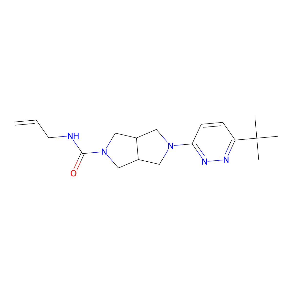 5-(6-tert-butylpyridazin-3-yl)-N-(prop-2-en-1-yl)-octahydropyrrolo[3,4-c]pyrrole-2-carboxamide molecular structure, CAS 2415586-79-5