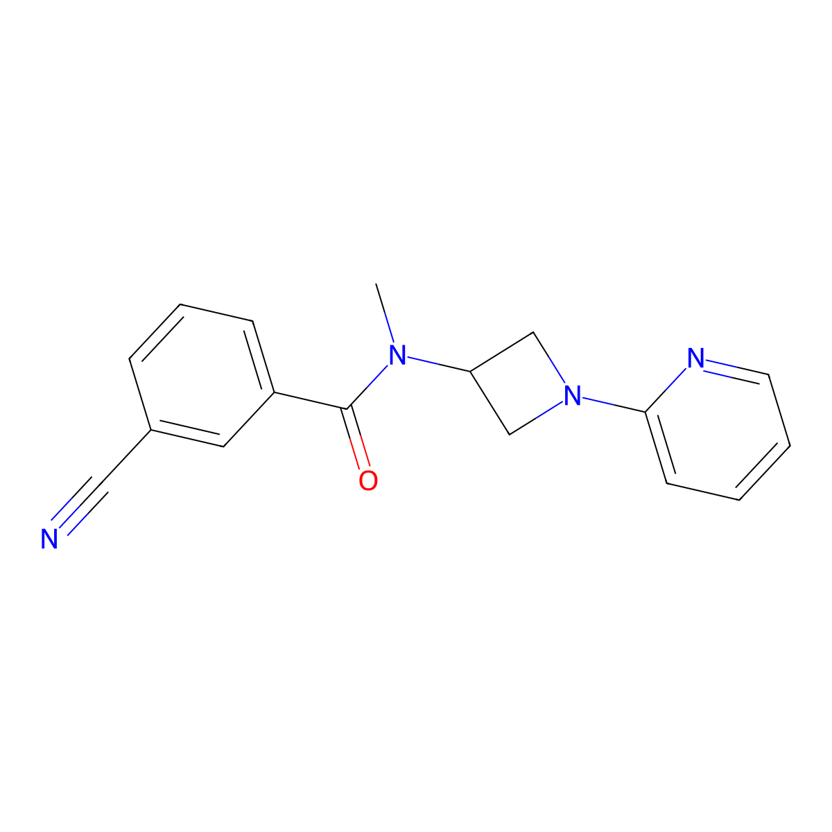 3-cyano-N-methyl-N-[1-(pyridin-2-yl)azetidin-3-yl]benzamide molecular structure, CAS 2415586-80-8