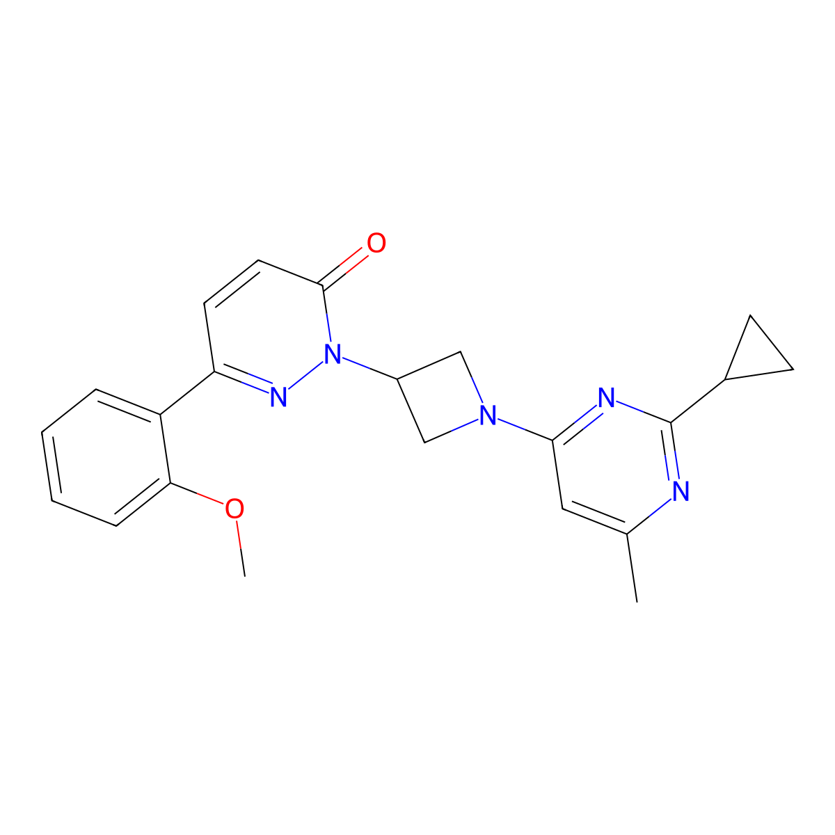 2-[1-(2-Cyclopropyl-6-methylpyrimidin-4-yl)azetidin-3-yl]-6-(2-methoxyphenyl)-2,3-dihydropyridazin-3-one molecular structure, CAS 2415586-81-9