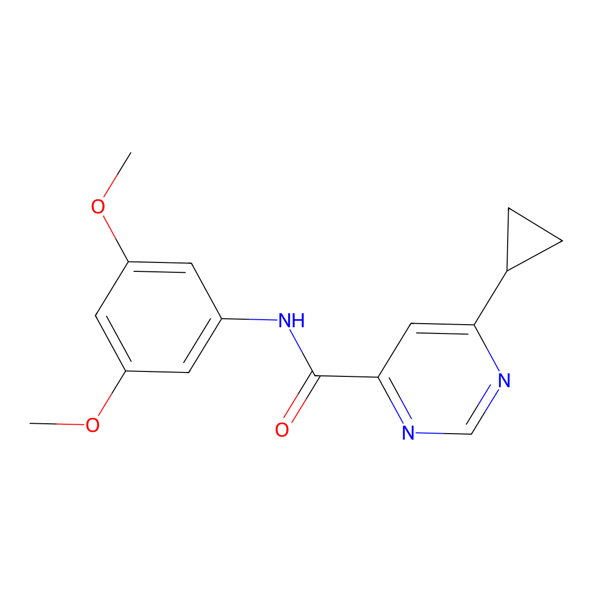 6-Cyclopropyl-N-(3,5-dimethoxyphenyl)pyrimidine-4-carboxamide molecular structure, CAS 2415586-83-1