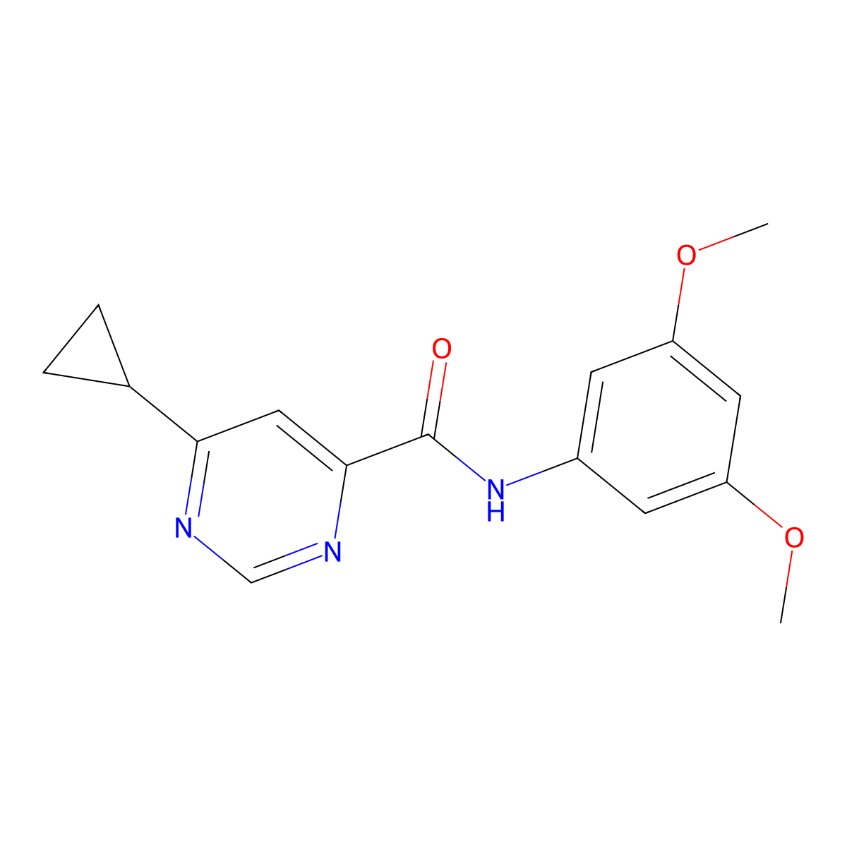 6-Cyclopropyl-N-(3,5-dimethoxyphenyl)pyrimidine-4-carboxamide molecular structure, CAS 2415586-83-1