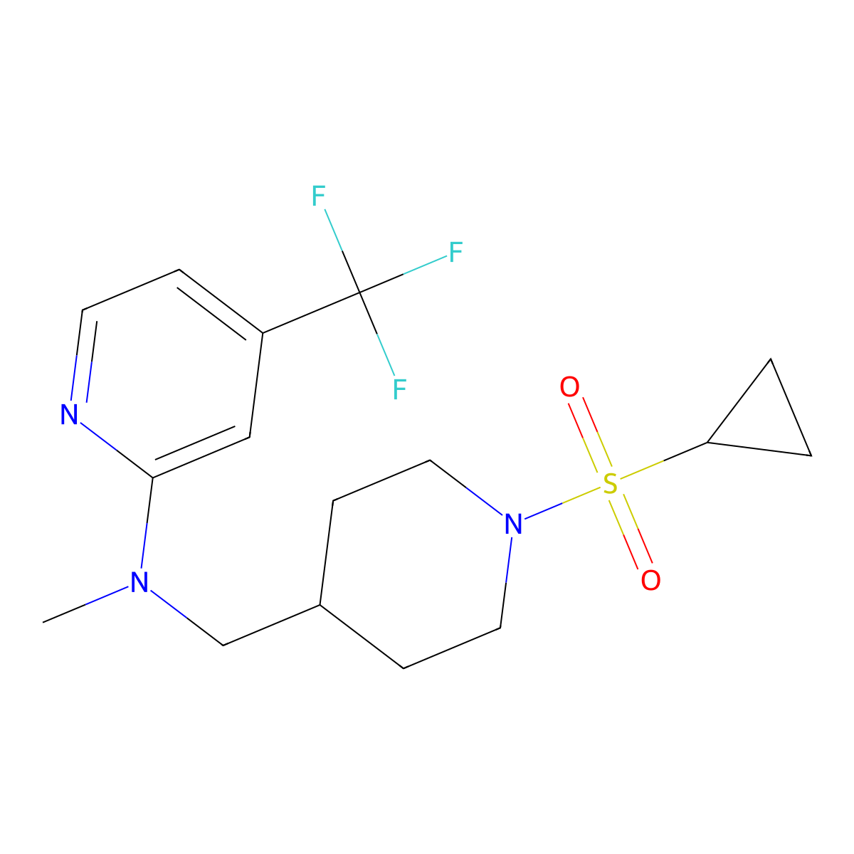 N-{[1-(cyclopropanesulfonyl)piperidin-4-yl]methyl}-N-methyl-4-(trifluoromethyl)pyridin-2-amine molecular structure, CAS 2415586-84-2